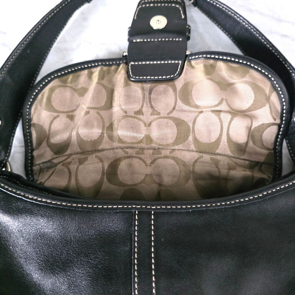 Vintage Coach Soho 9247 Black Leather Y2K Shoulder Bag Cool Girl Downtown - Picture 10 of 15